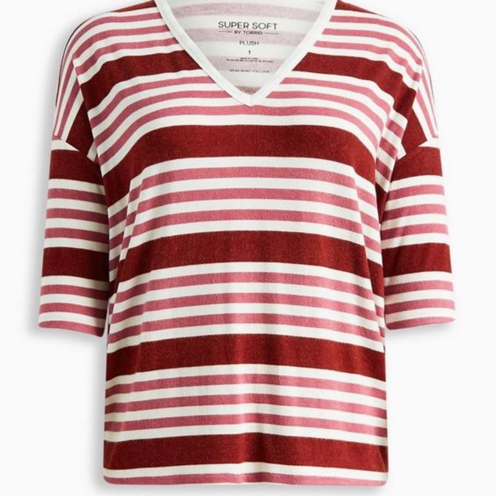 Torrid Relaxed Fit Super Soft Plush V-Neck Drop Shoulder Top